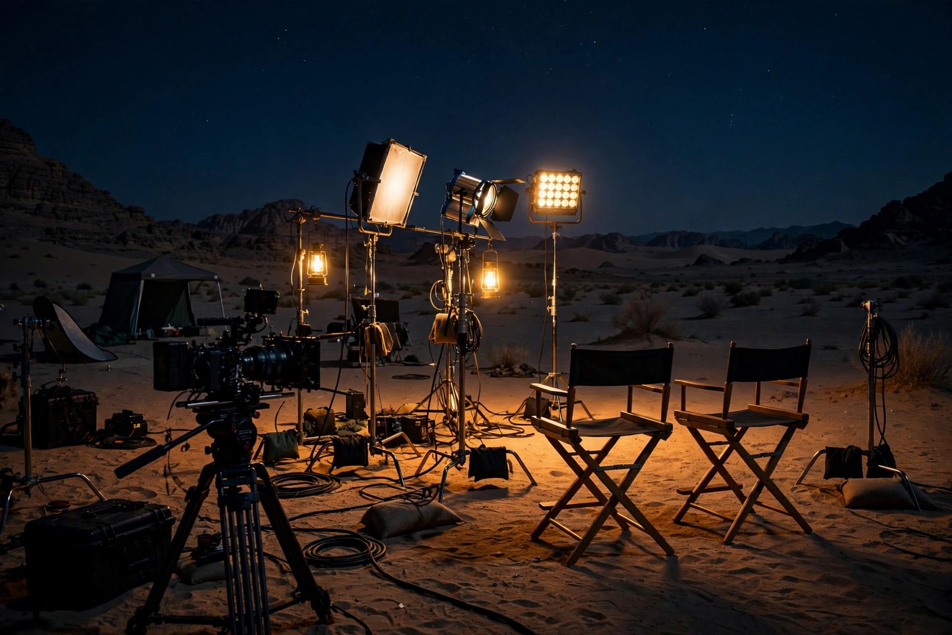Landman Cast (2026 Guide): Meet the Stars of Taylor Sheridan's Oil Drama 3 cinematic film set at night in the desert