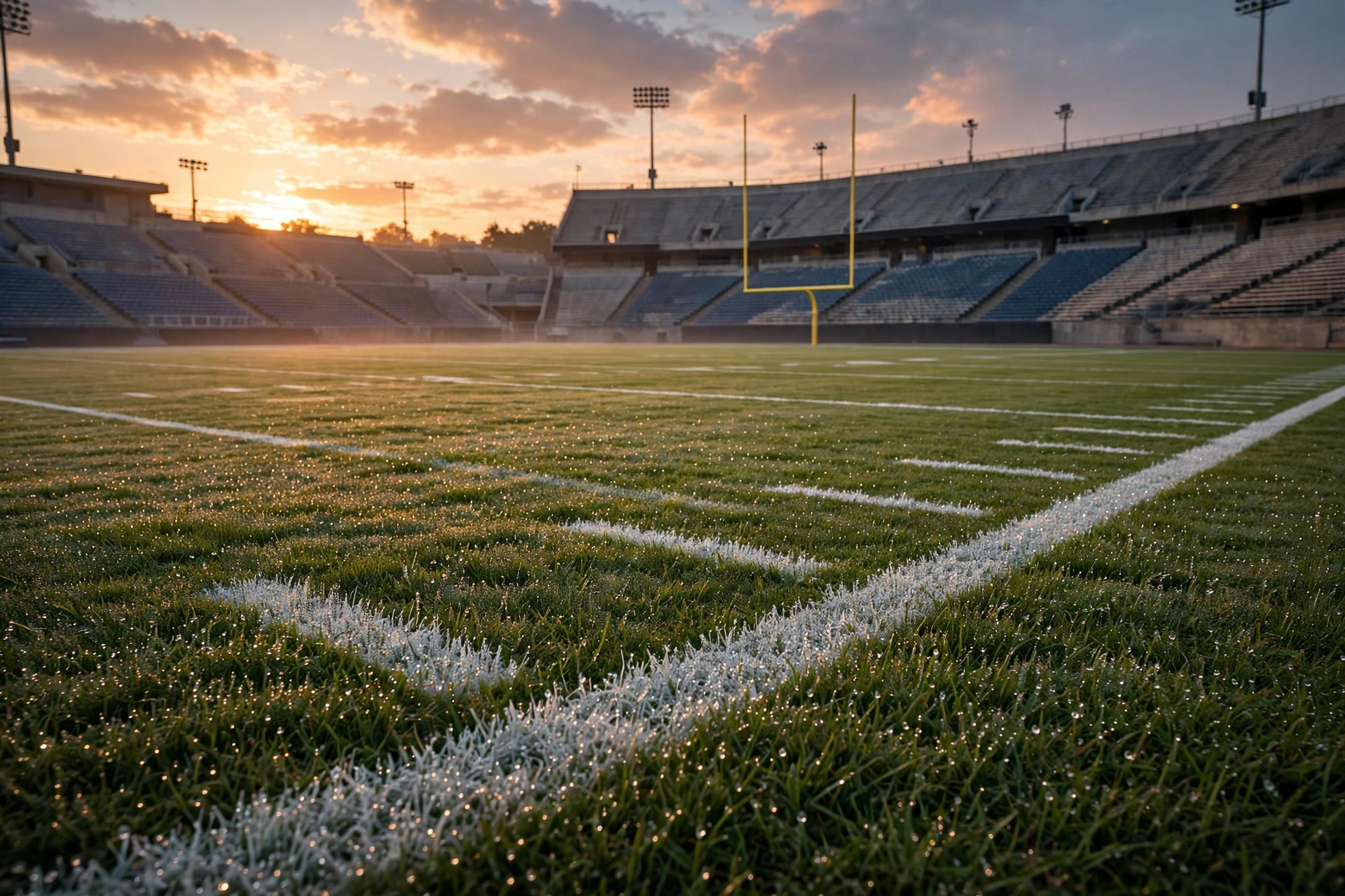 Peyton Manning (2026 Guide): Career, Super Bowls, and Life After Football 1 empty american football field at dusk